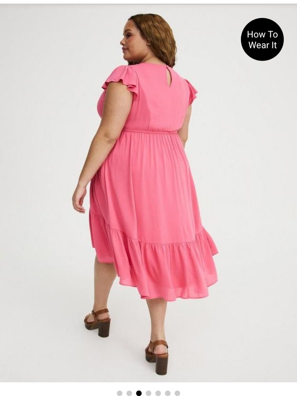 torrid Pink Keyhole Flutter Sleeve Midi Dress - Picture 3 of 4